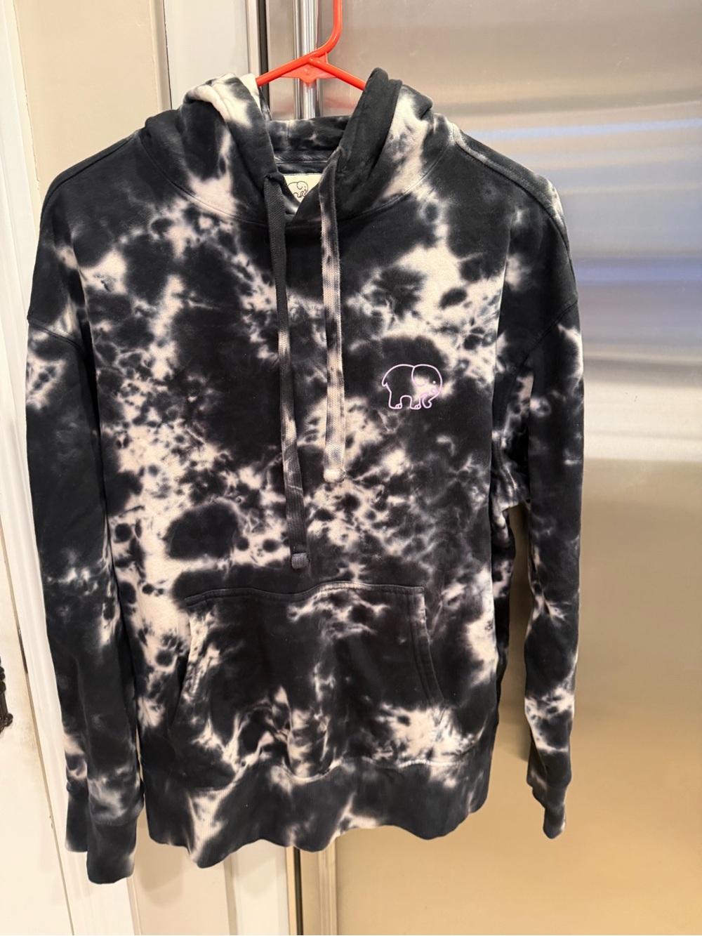 ivory ella Black & White Tie-Dye Crewneck Sweater with Elephant Logo